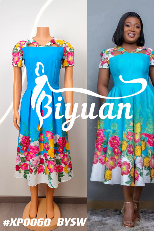 Floweral Free Dress for African Ladies #XP0060