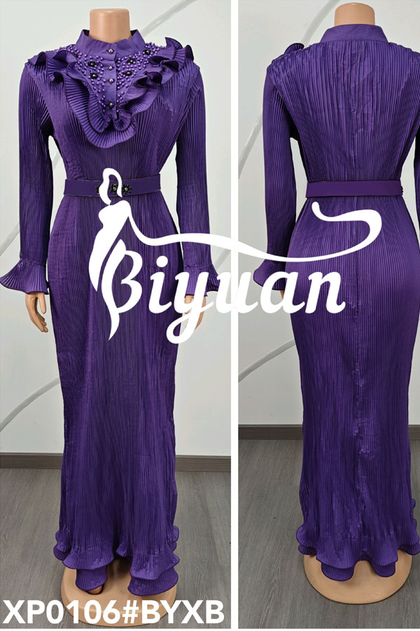 Beautiful Pleating Long Dress for African Ladies#XP0106