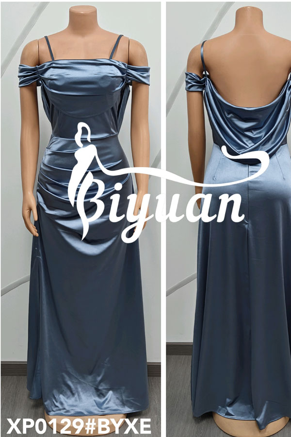 Elegant Shoulder off Slip Prom Dress Party Dress Satin Dress #XP0129